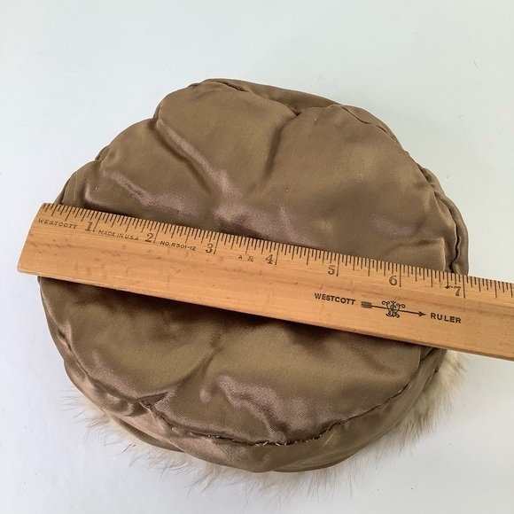 Vintage Fur Pill Box hat cream / tan size OS EUC - Picture 7 of 13